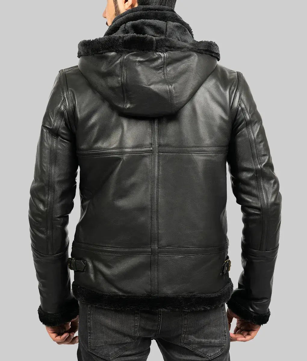 Adrian Mens Black Leather Aviator Jacket My Store