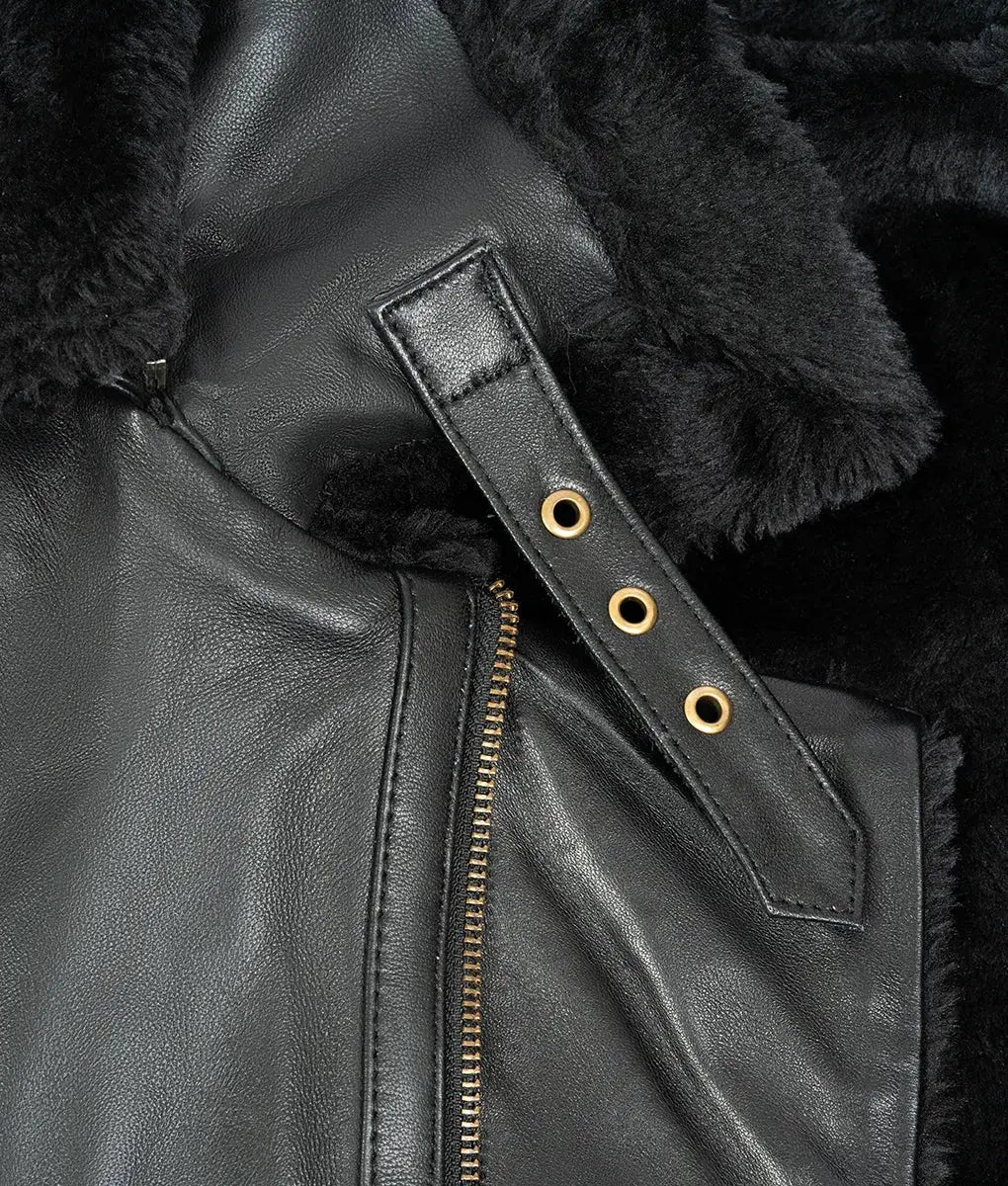 Adrian Mens Black Leather Aviator Jacket My Store