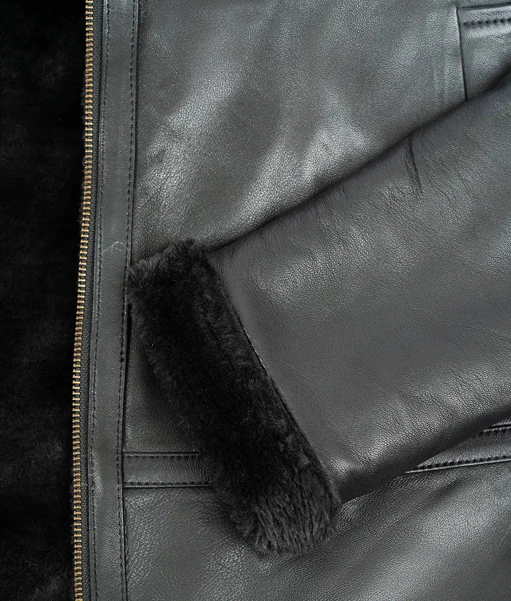 Adrian Mens Black Leather Aviator Jacket My Store