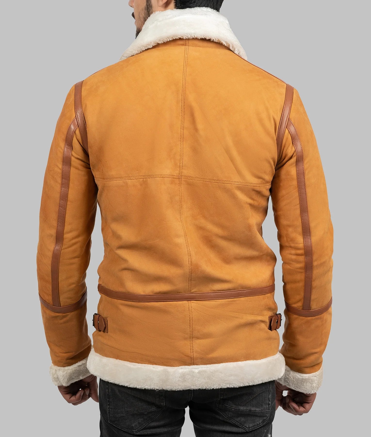 Austin Mens Mustard Brown B-3 Bomber Jacket | Mens Mustard Brown B-3 Bomber Jacket-5