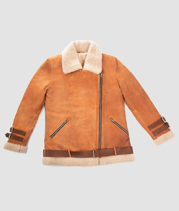 Bella Womens Brown Suede Shearling Jacket | Womens Brown Suede Shearling Jacket-1