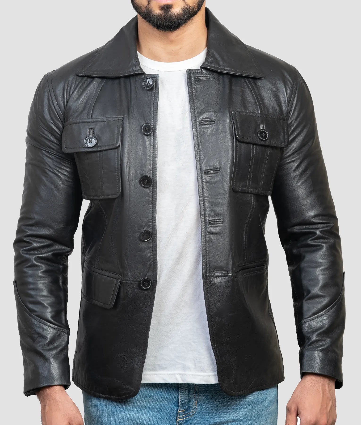 Ben Mens Black Leather Jacket | Mens Black Leather Jacket-1