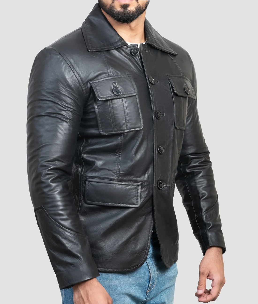 Ben Mens Black Leather Jacket | Mens Black Leather Jacket-1