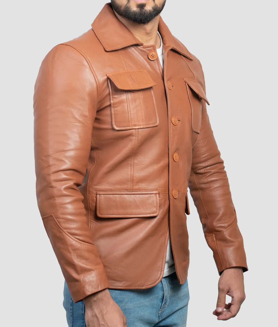 Ben Mens Brown Leather Jacket | Mens Brown Leather Jacket-1