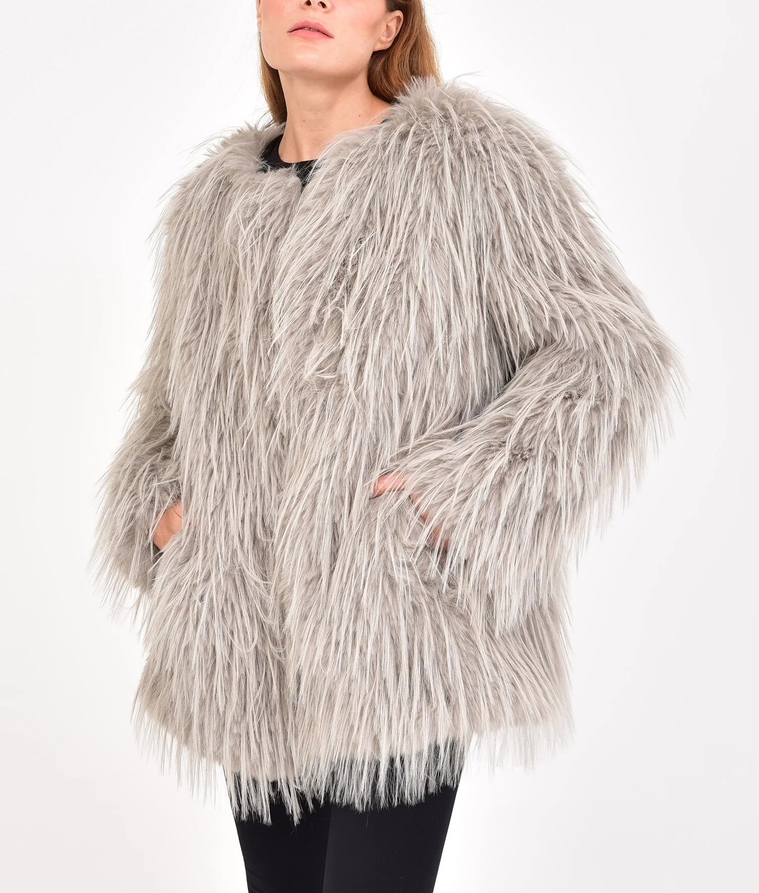 Catalina Womens Grey Fur Coat | Womens Grey Fur Coat-13