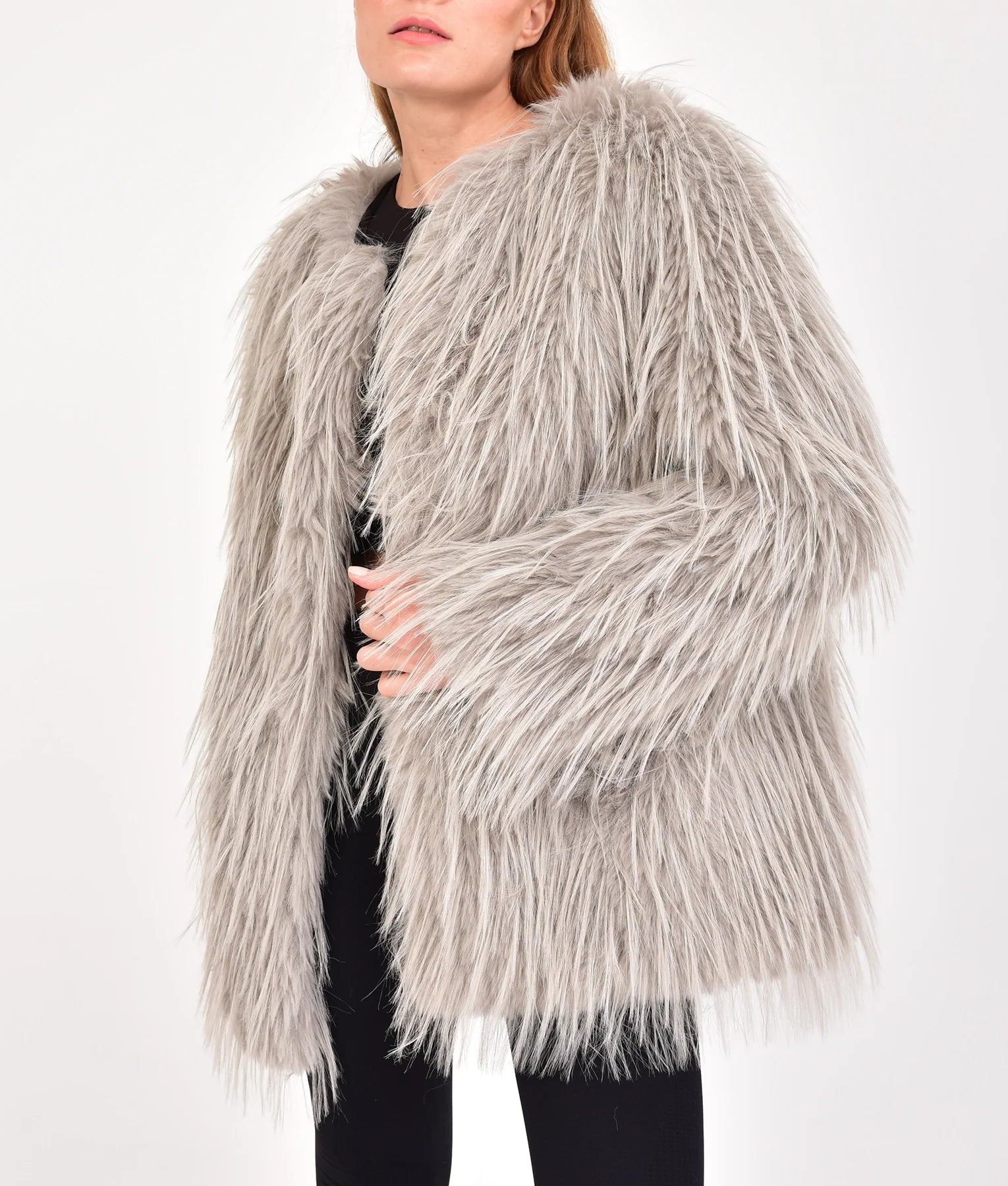 Catalina Womens Grey Fur Coat | Womens Grey Fur Coat-4