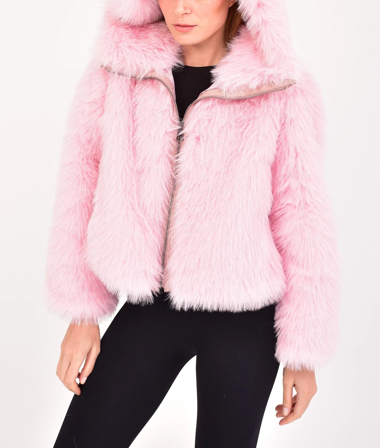 Cathleen Women's Pink Fur Jacket | Women's Pink Fur Jacket-1