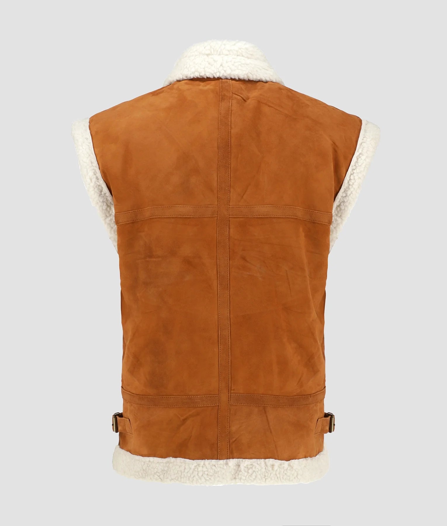 Chloe Womens Brown Suede Shearling Vest | Womens Brown Suede Shearling Vest-5