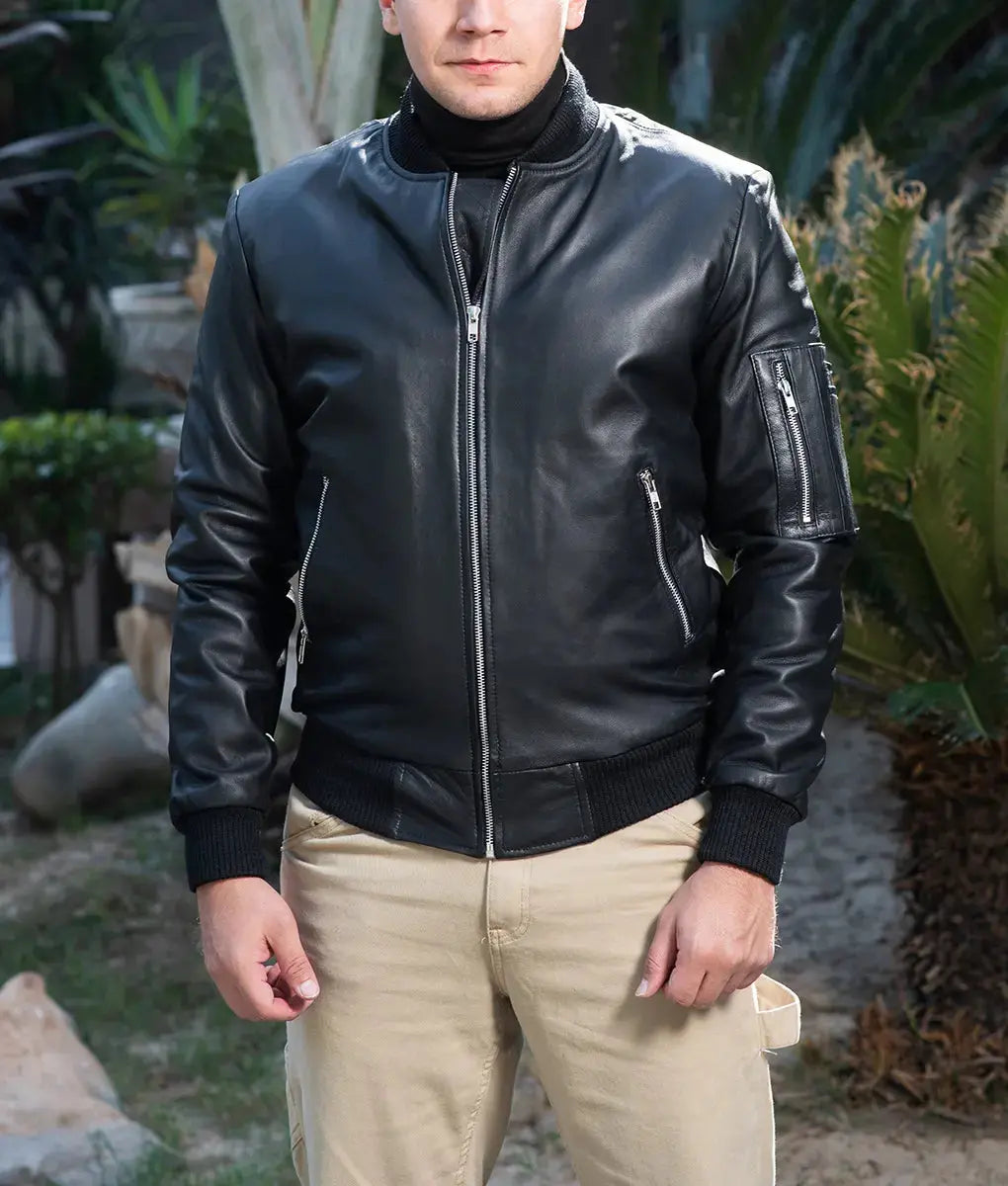 Daniel Mens Black MA-1 Bomber Jacket My Store
