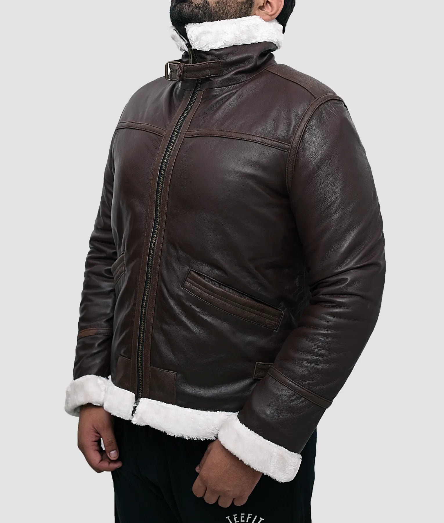 Eddie Mens Dark Brown Aviator Shearling Jacket | Mens Dark Brown Aviator Shearling Jacket-4