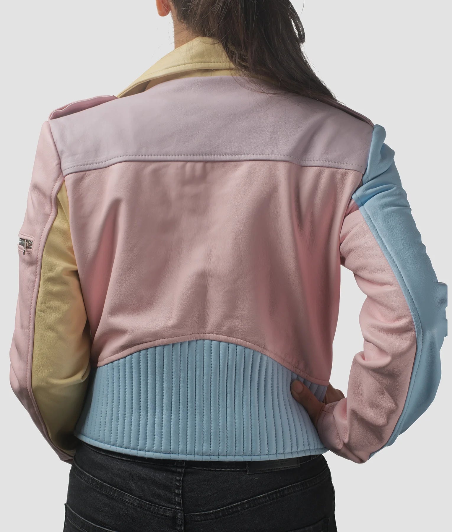 Ella Womens Rainbow Pastel Double Rider Jacket | Womens Rainbow Pastel Double Rider Jacket-3