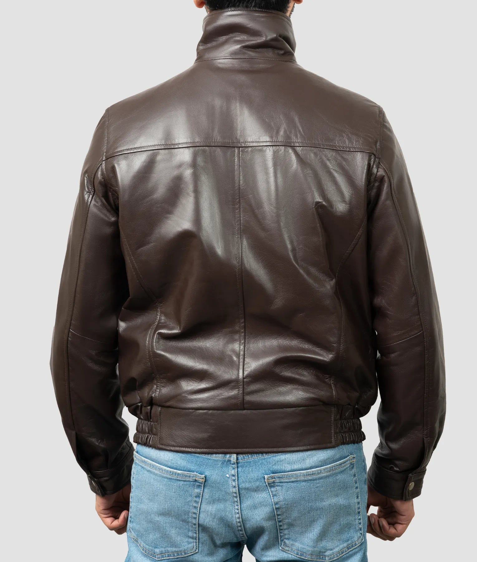 Ethan Mens Brown Leather Bomber Jacket | Mens Brown Leather Bomber Jacket-6