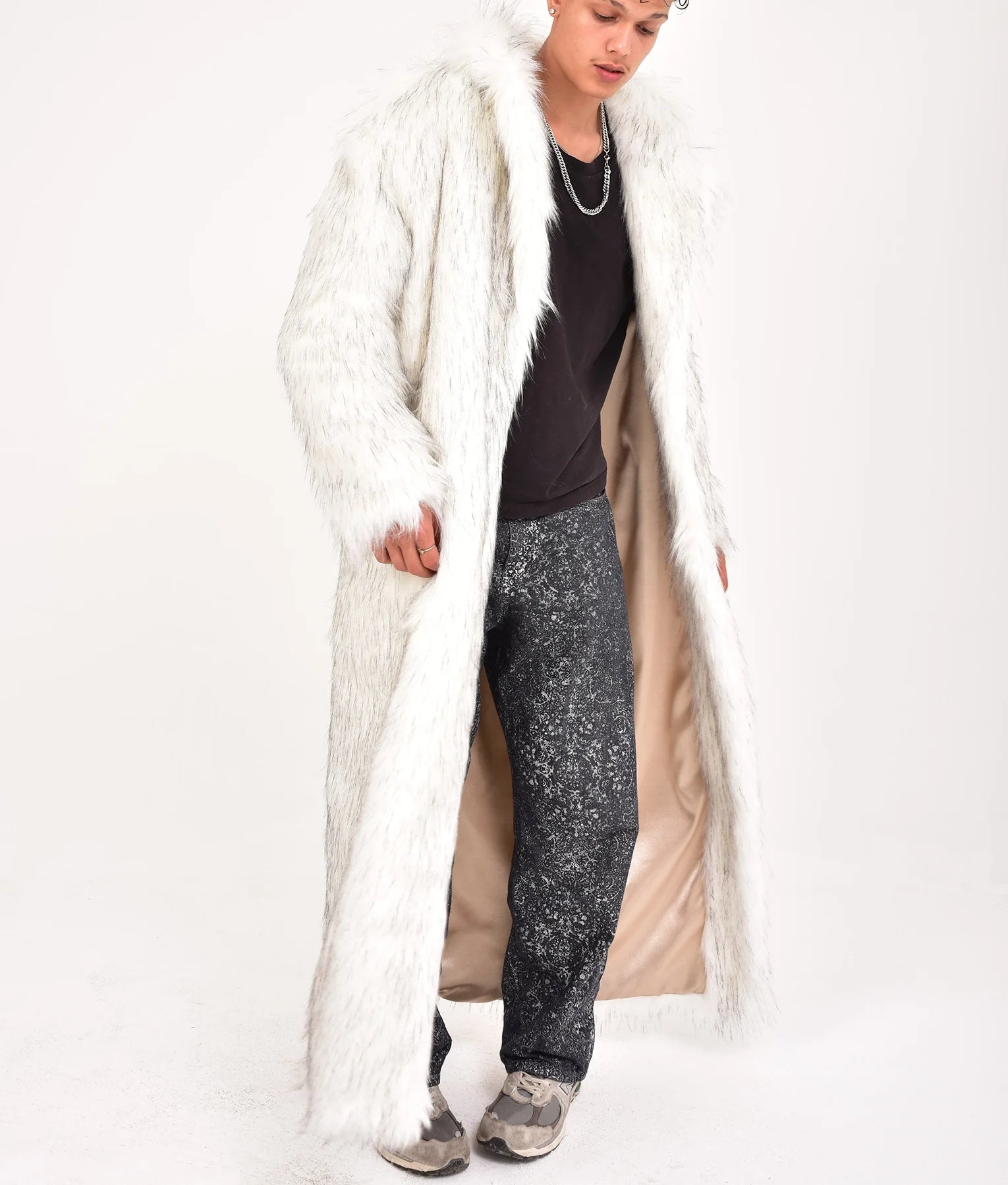 Fredric Mens White Fur Coat | Mens White Fur Coat-3