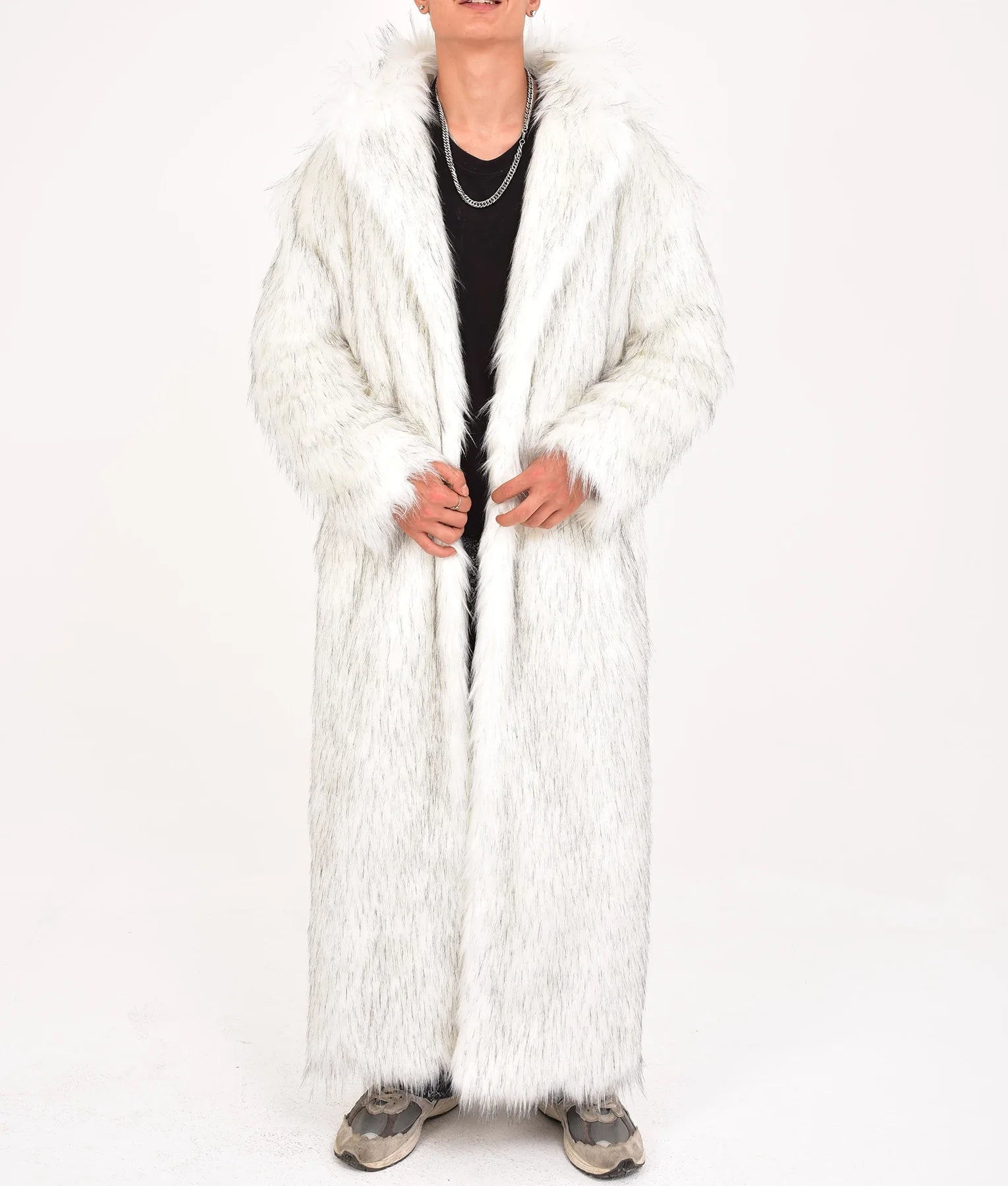 Fredric Mens White Fur Coat | Mens White Fur Coat-2