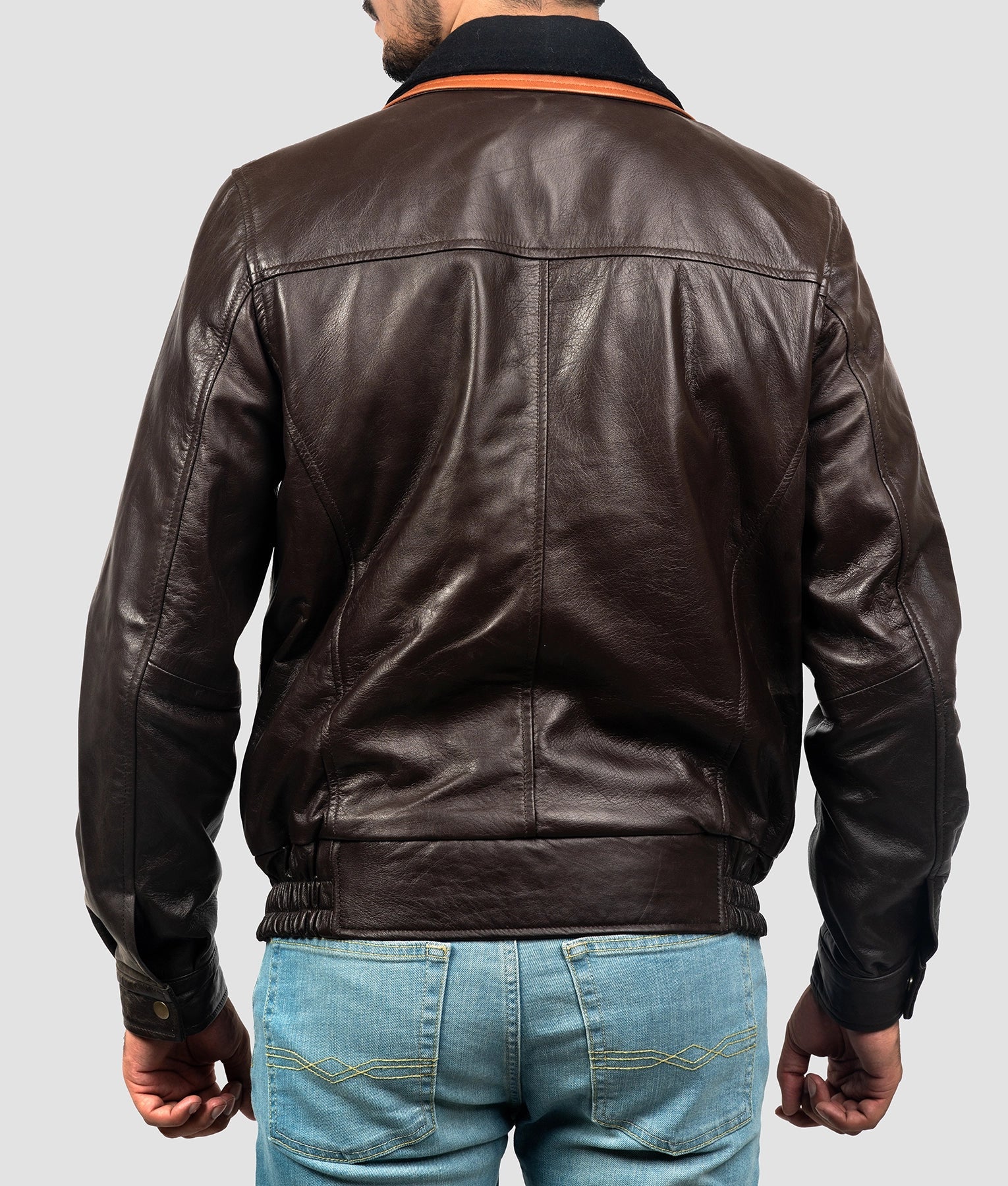 George Mens Black Leather Bomber Jacket | Mens Black Leather Bomber Jacket-4