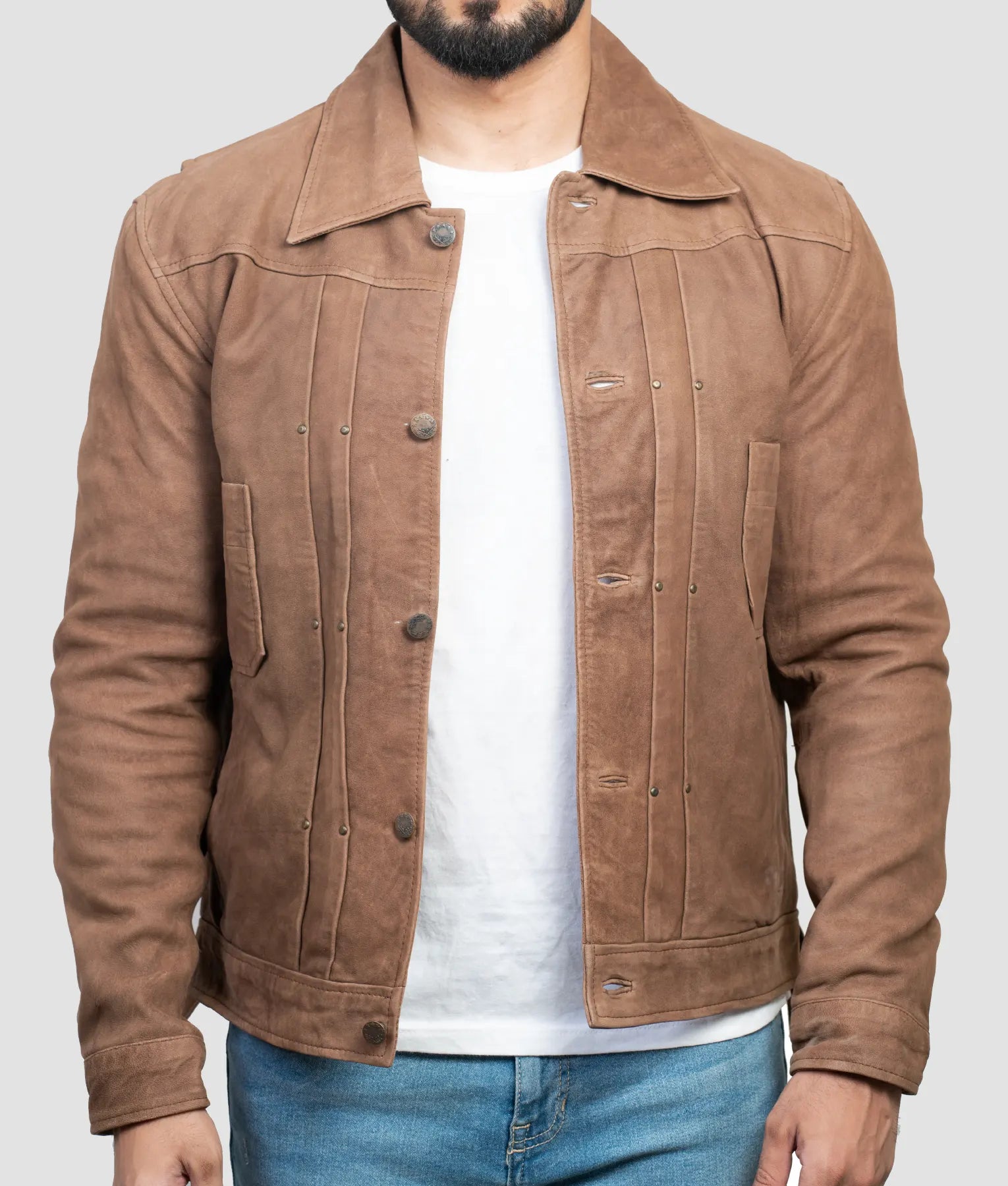 John Mens Brown Suede Jacket | Mens Brown Suede Jacket-1