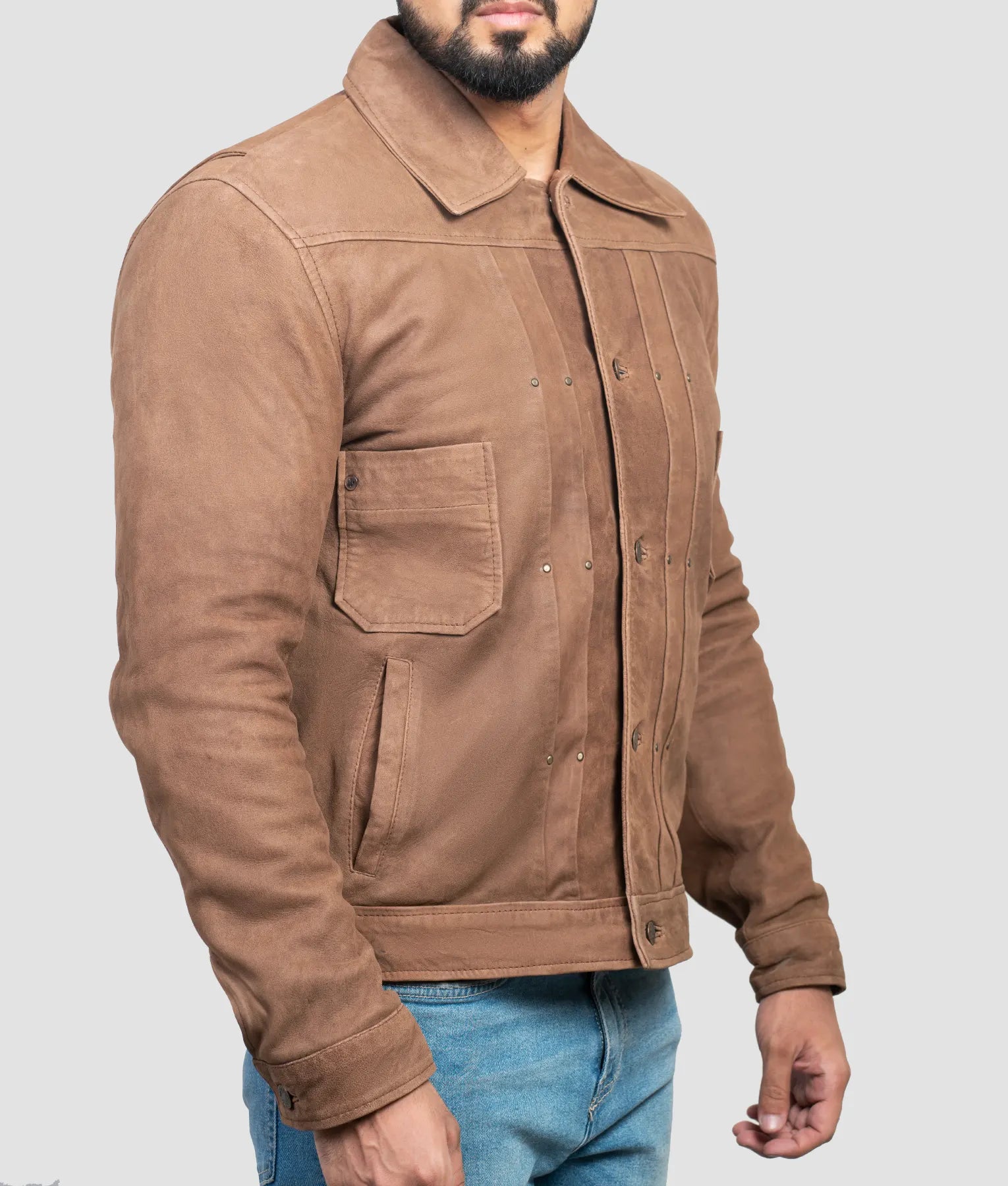 John Mens Brown Suede Jacket | Mens Brown Suede Jacket-2