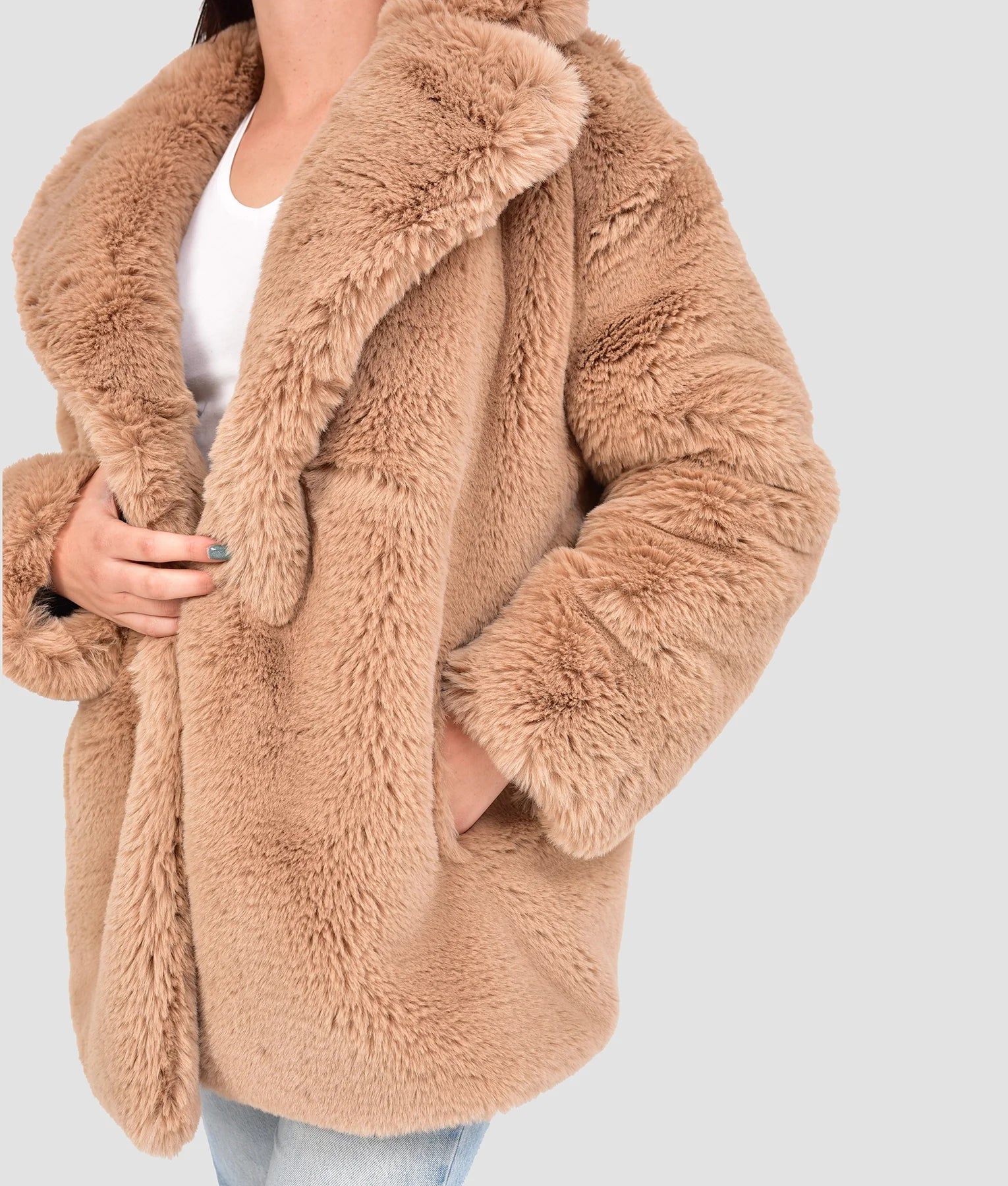 Juliette Womens Brown Fur Coat | Womens Brown Fur Jacket-2