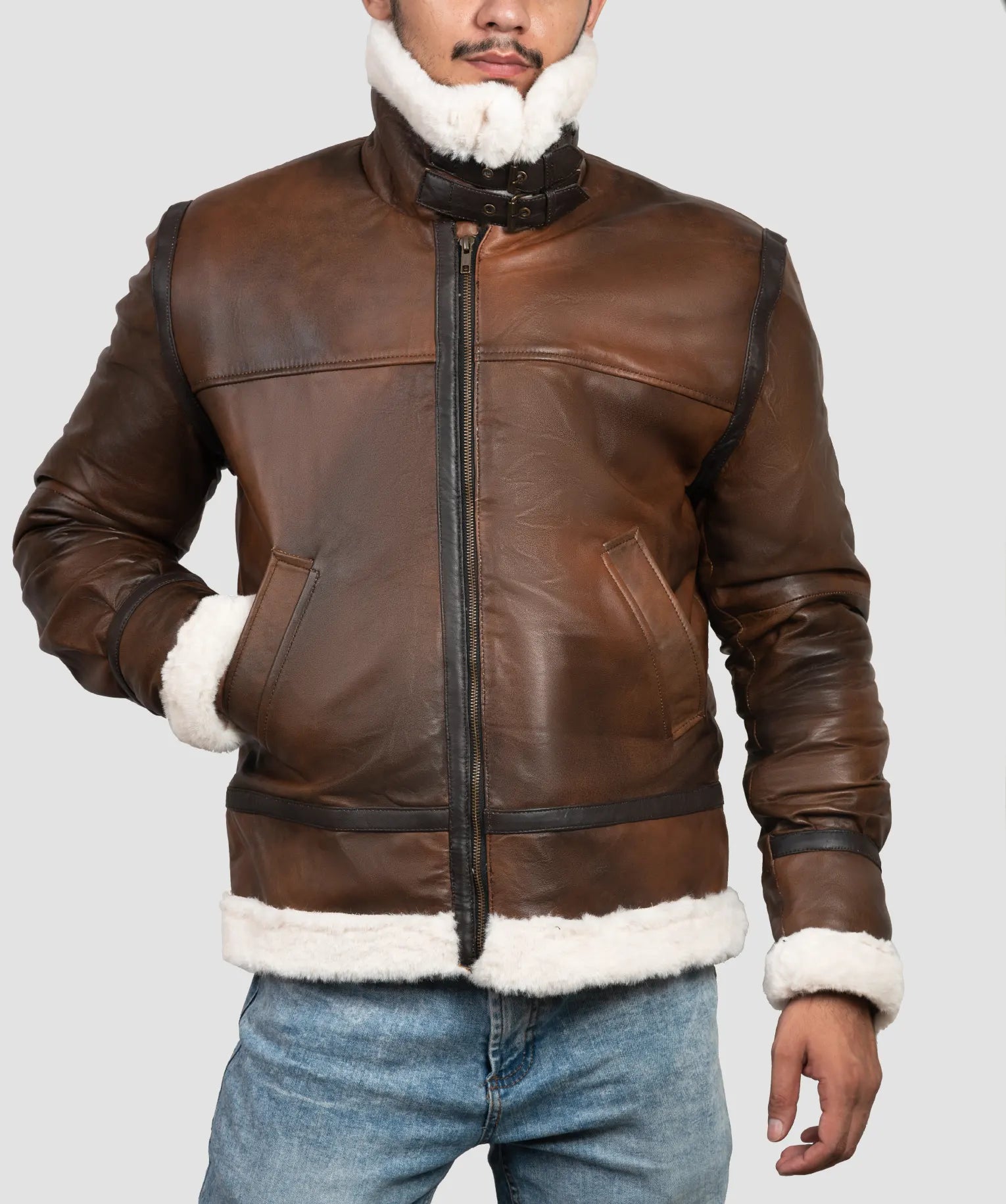 Kevin Mens B3 Brown Leather Bomber Jacket | Mens B3 Brown Leather Bomber Jacket-2