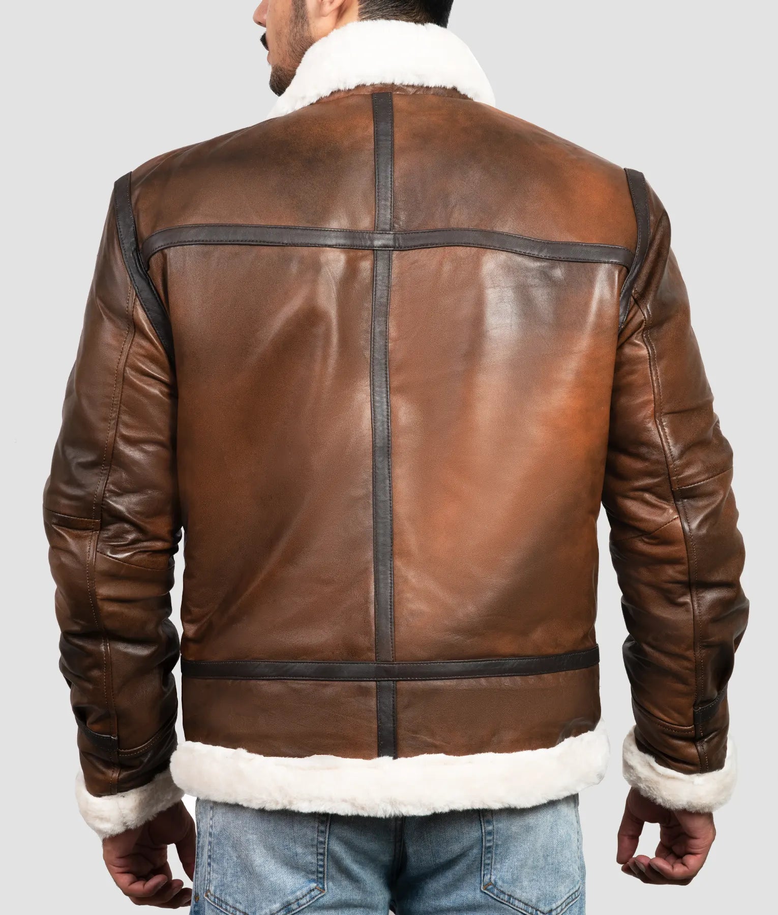 Kevin Mens B3 Brown Leather Bomber Jacket | Mens B3 Brown Leather Bomber Jacket-5