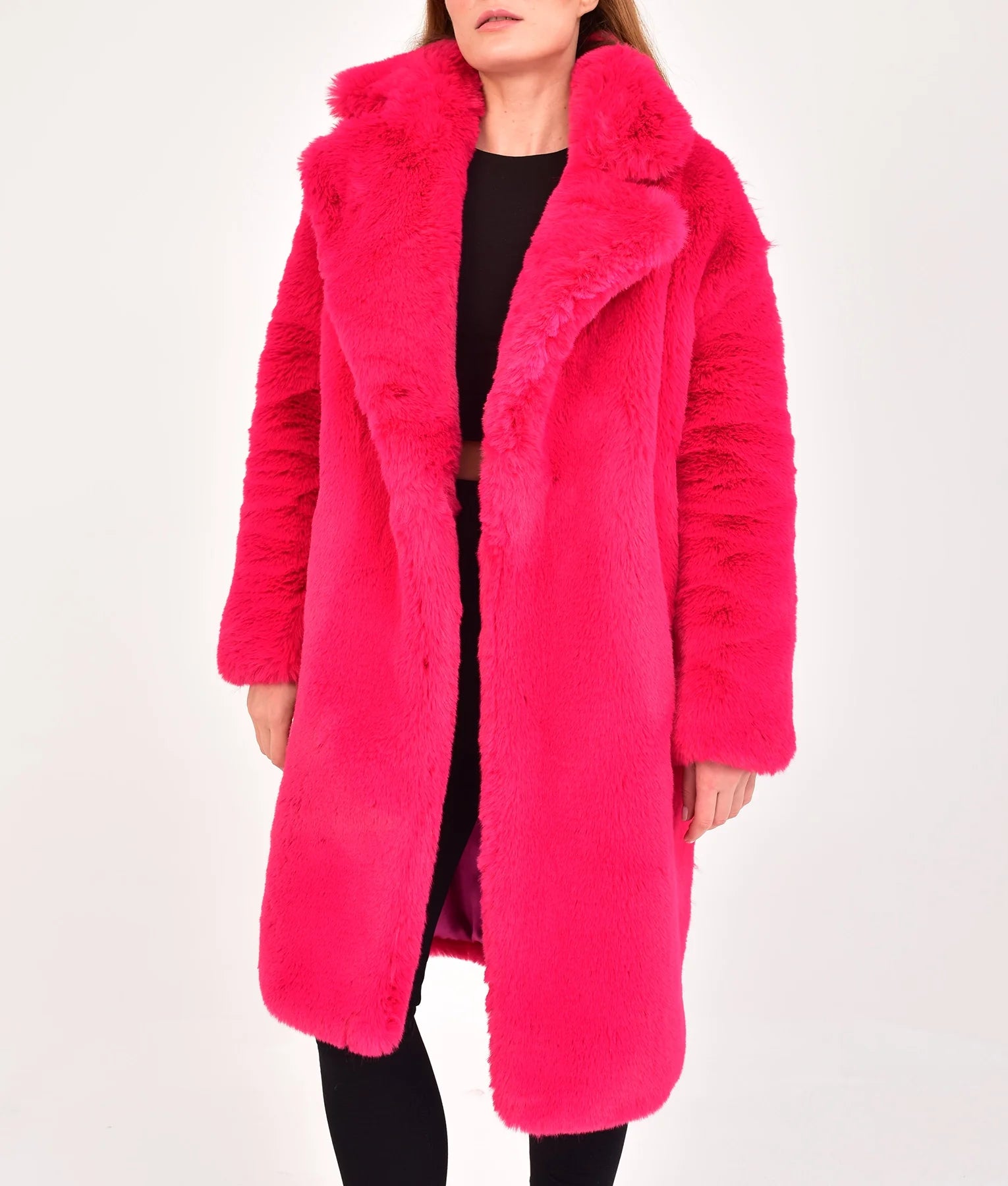 Lorene Womens Pink Fur Coat | Womens Pink Fur Coat-1