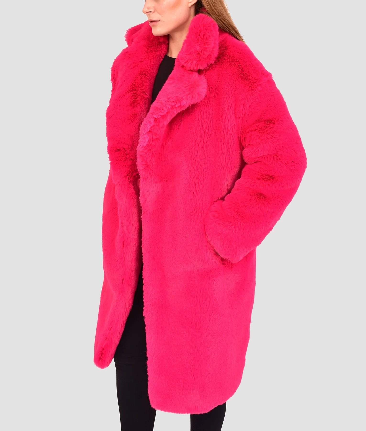 Lorene Womens Pink Fur Coat | Womens Pink Fur Coat-3