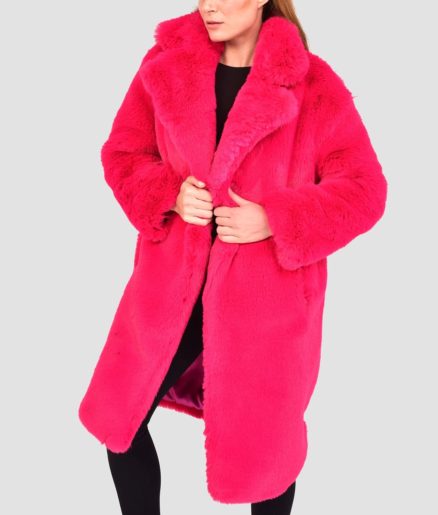Lorene Womens Pink Fur Coat | Womens Pink Fur Coat-2