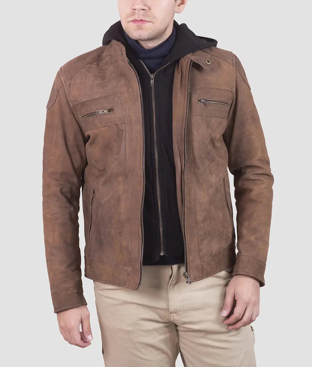 Lucas Mens Brown Suede Leather Jacket My Store