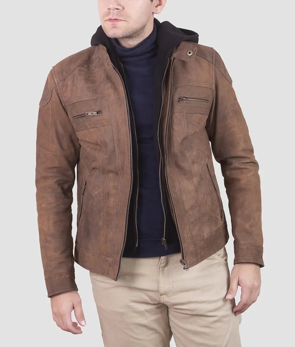Lucas Mens Brown Suede Leather Jacket My Store