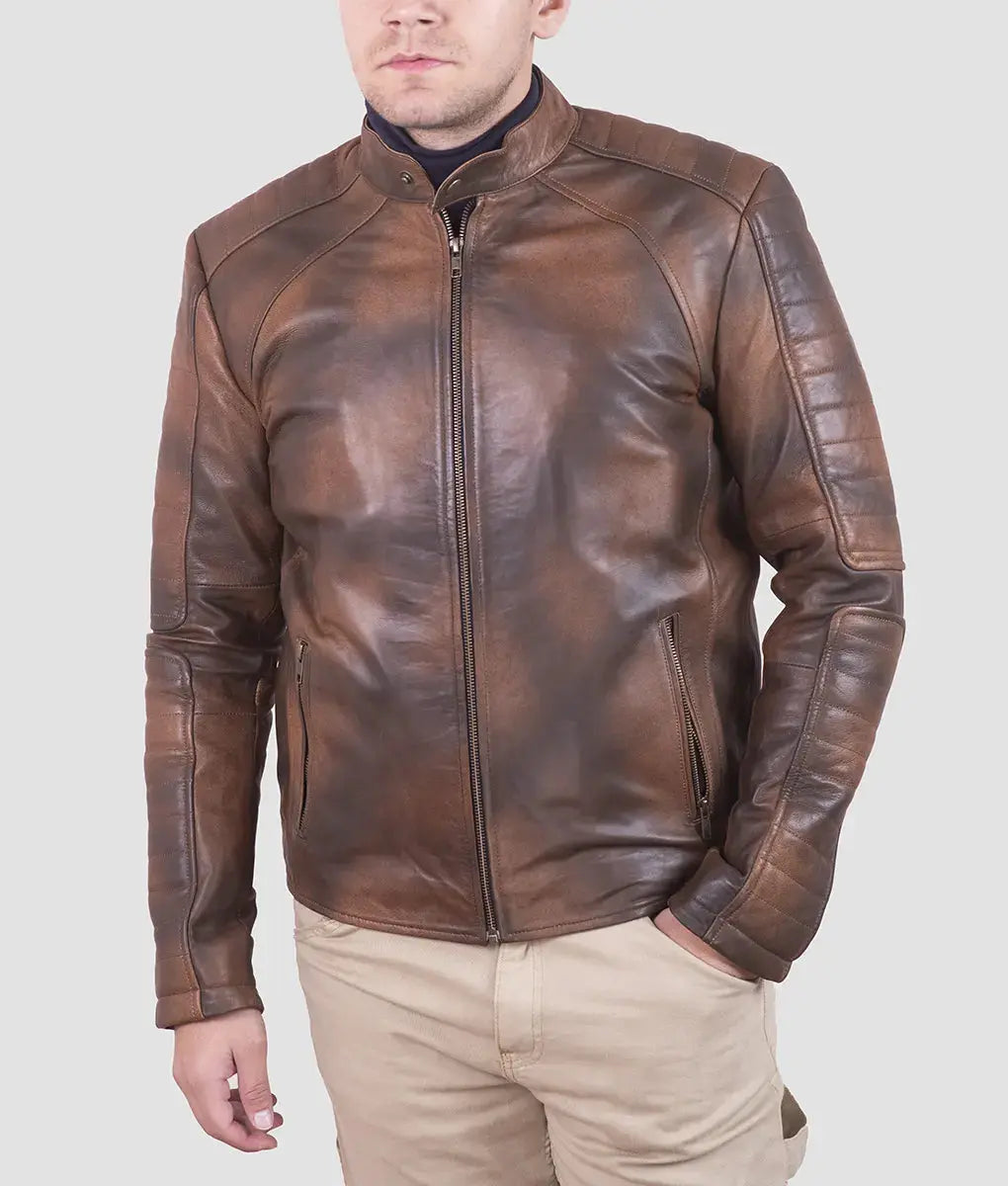 Martin Mens Brown Cafe Racer Jacket My Store