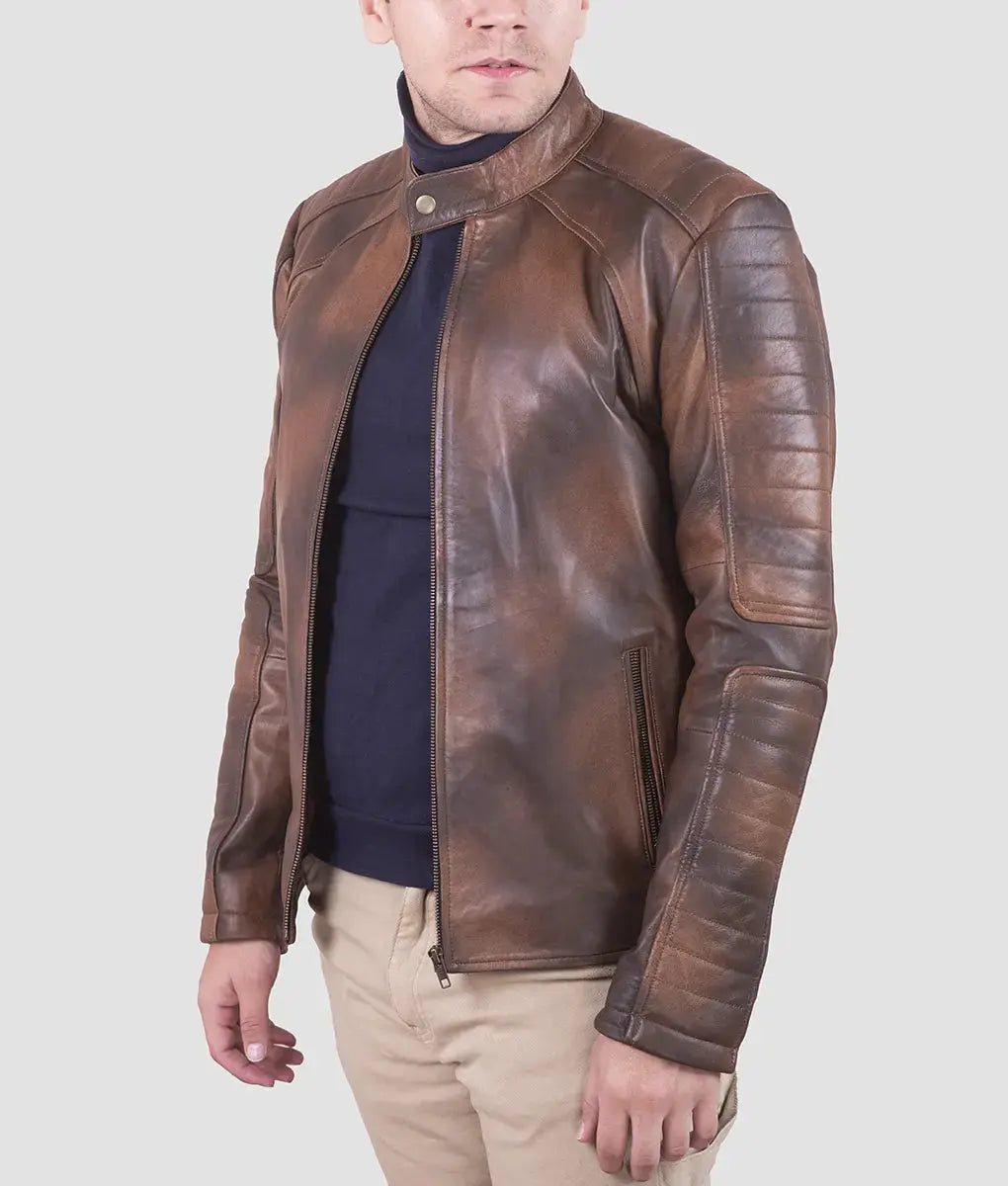 Martin Mens Brown Cafe Racer Jacket My Store