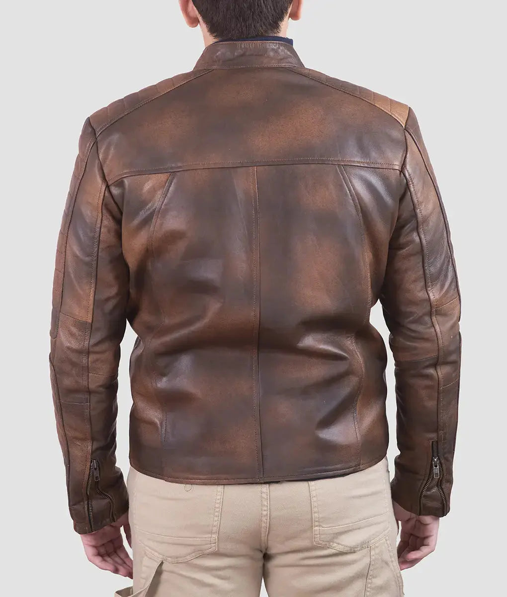 Martin Mens Brown Cafe Racer Jacket My Store