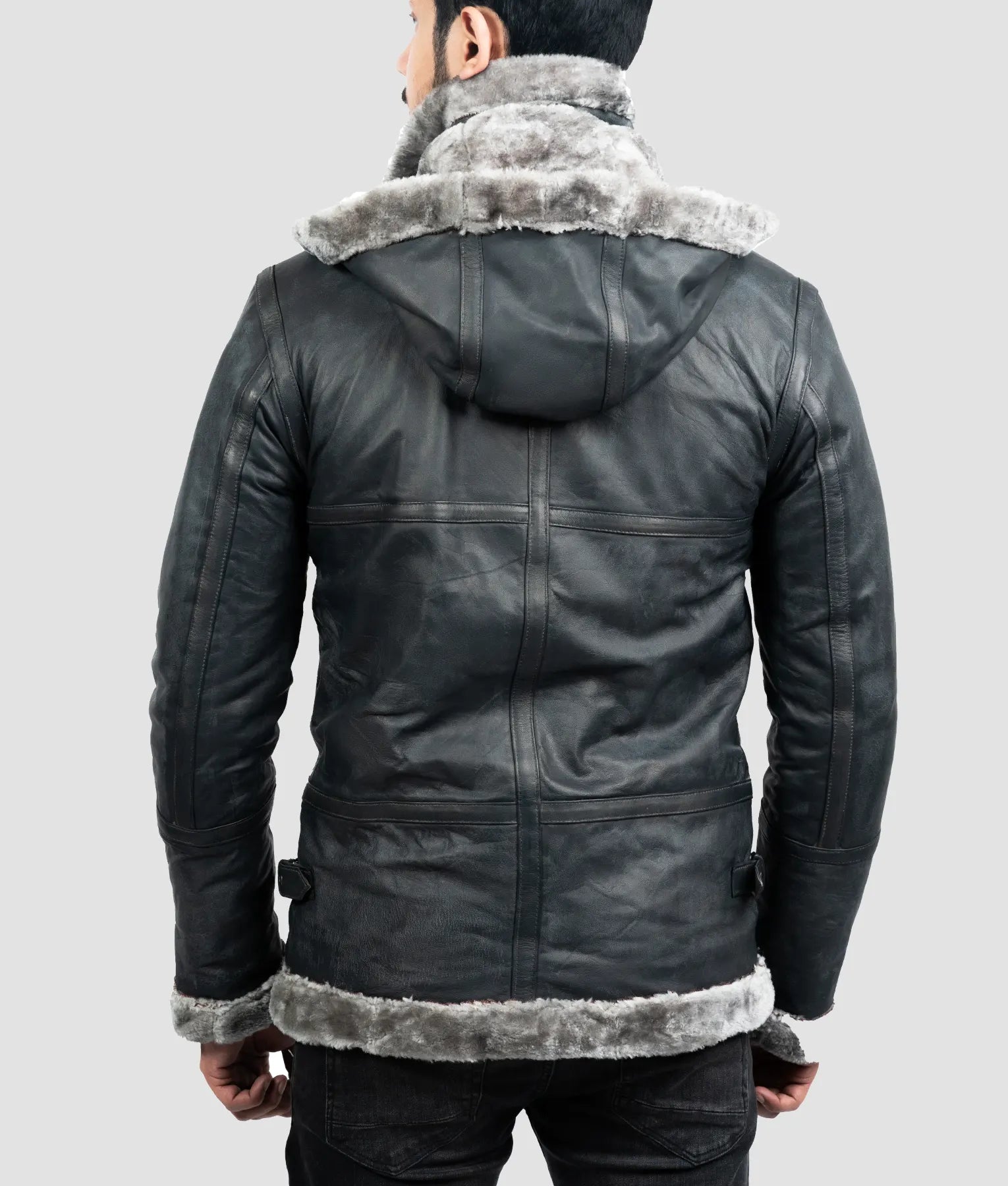 Mason Mens Grey B-3 Aviator Bomber Jacket | Mens Grey B-3 Aviator Bomber Jacket-4