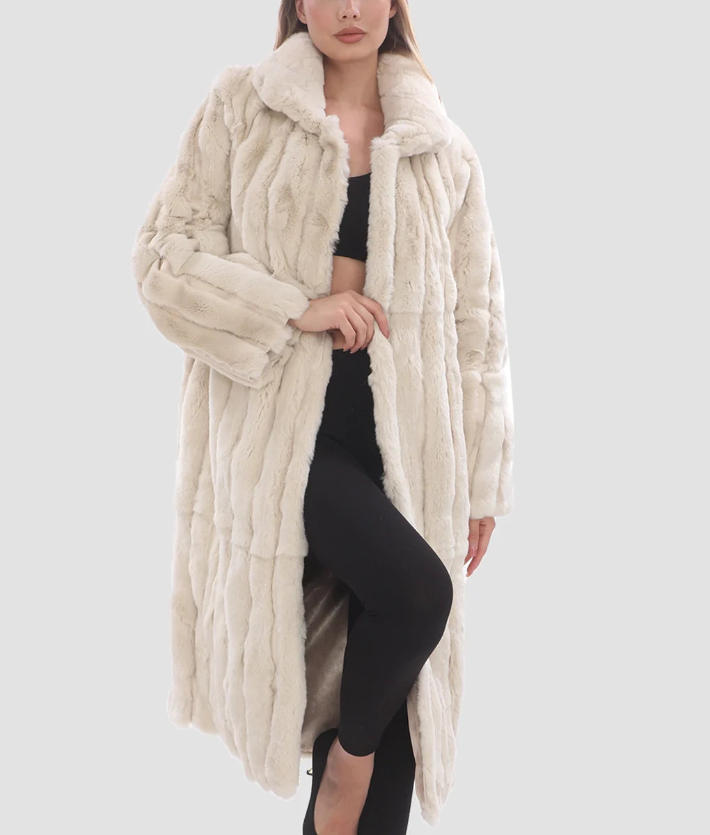 Melissa Womens White Fur Coat | Womens White Fur Coat-1