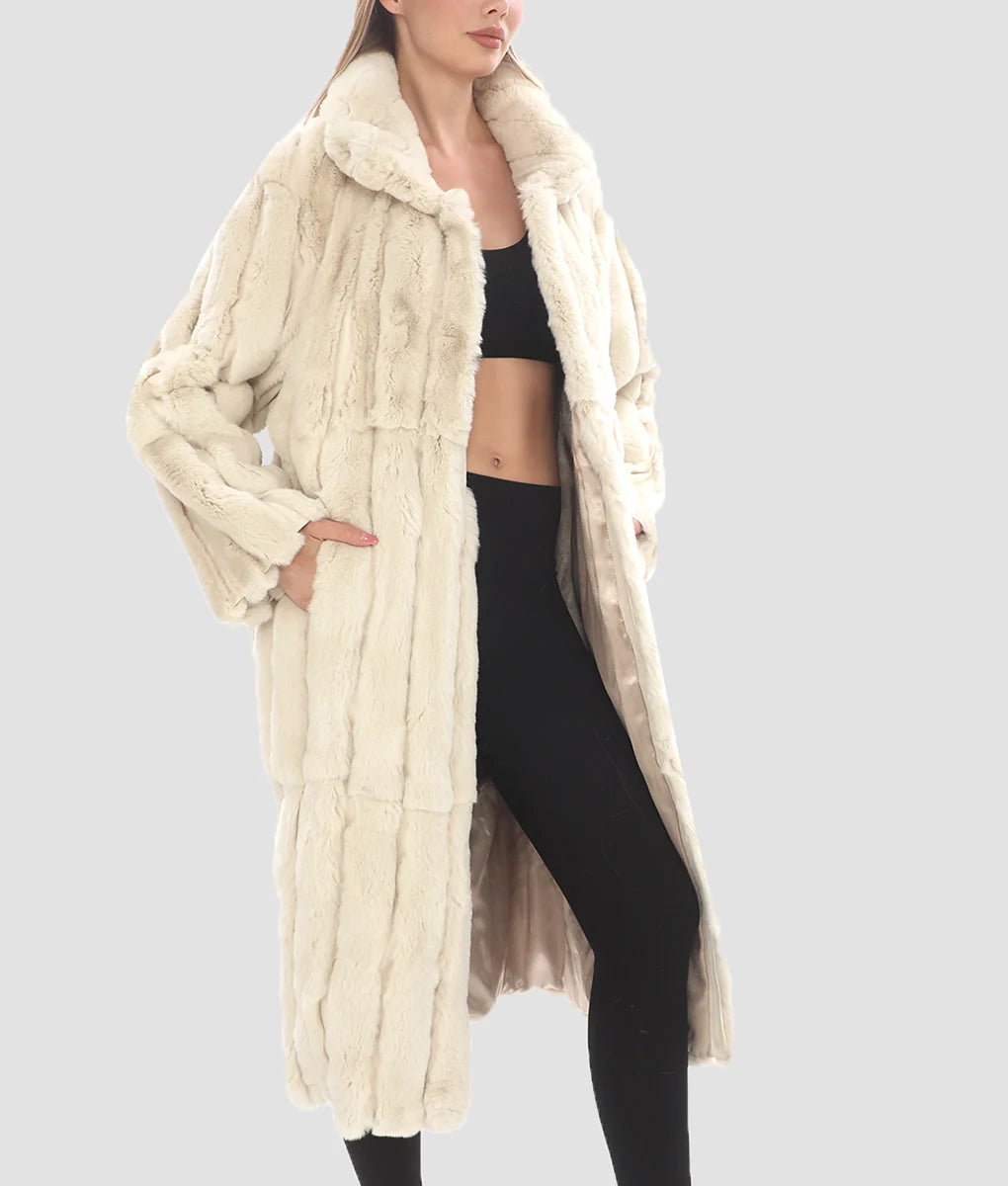 Melissa Womens White Fur Coat | Womens White Fur Coat-2