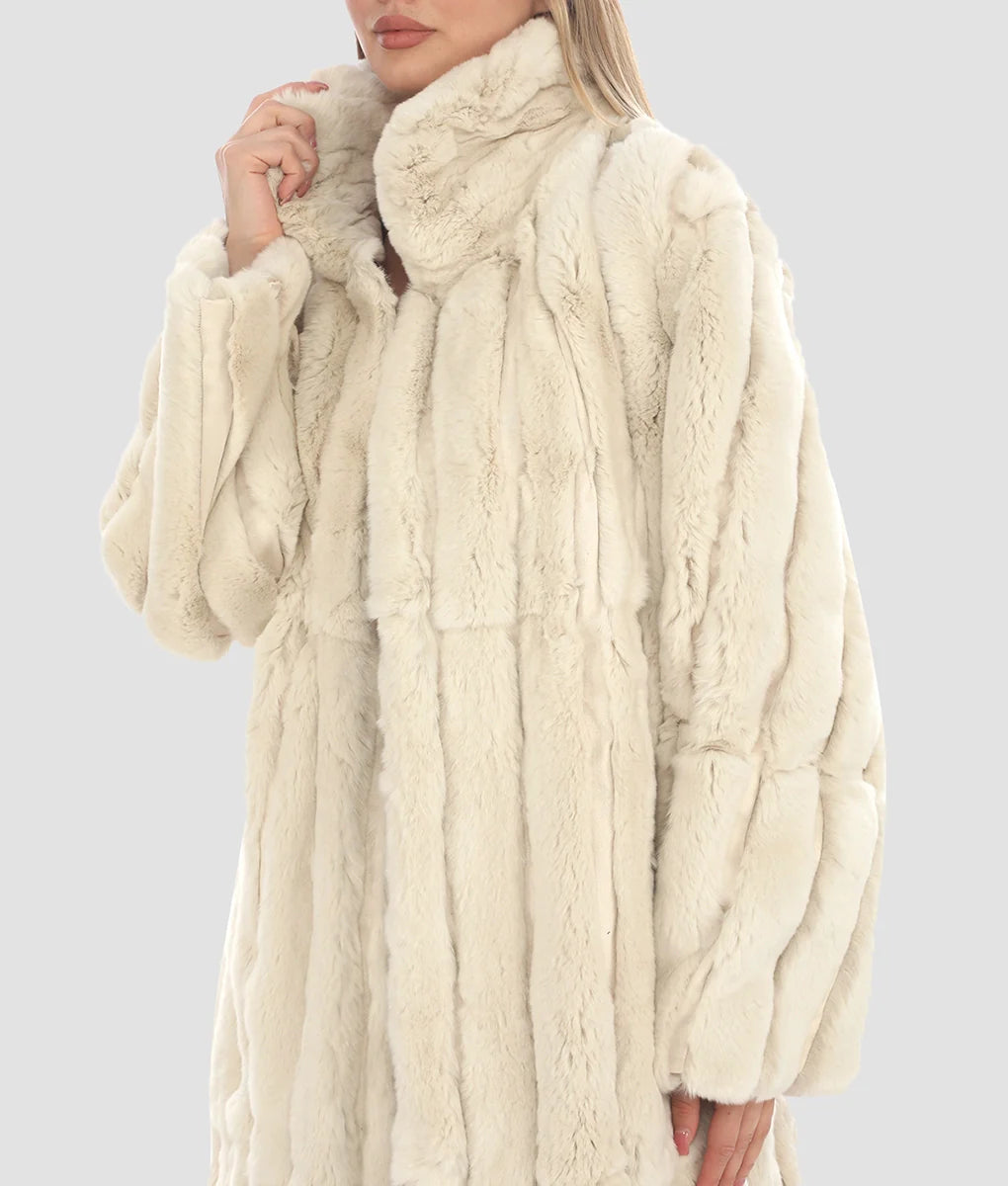 Melissa Womens White Fur Coat | Womens White Fur Coat-3
