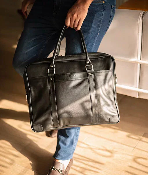 Men Black Leather Laptop Bag | Black Leather Laptop Bag-6