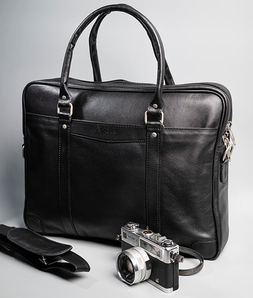 Men Black Leather Laptop Bag | Black Leather Laptop Bag-2