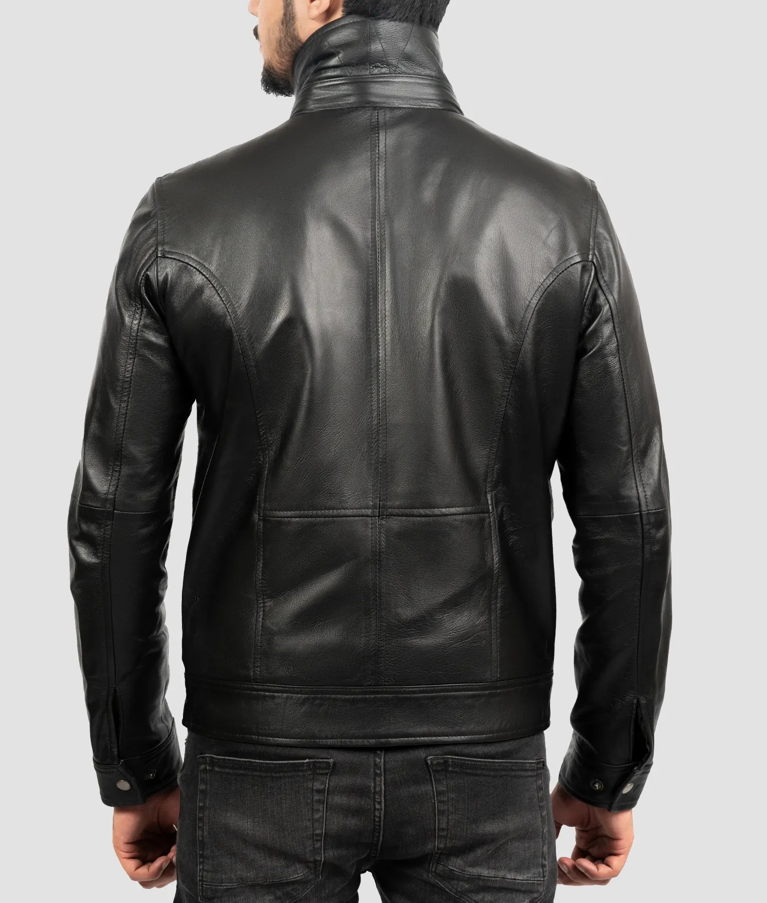 Mike Mens Black Cafe Racer Jacket | Mens Black Cafe Racer Jacket-4
