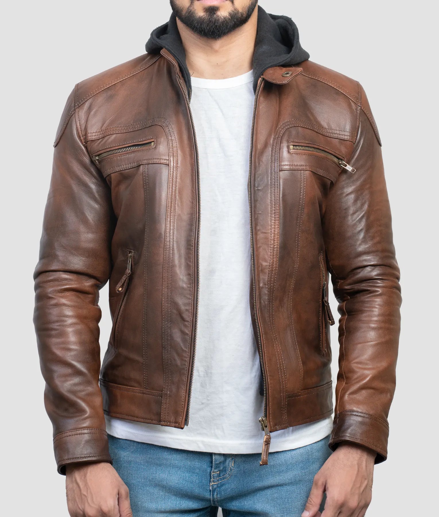 Nathan Mens Brown Leather Jacket | Mens Brown Leather Jacket-1