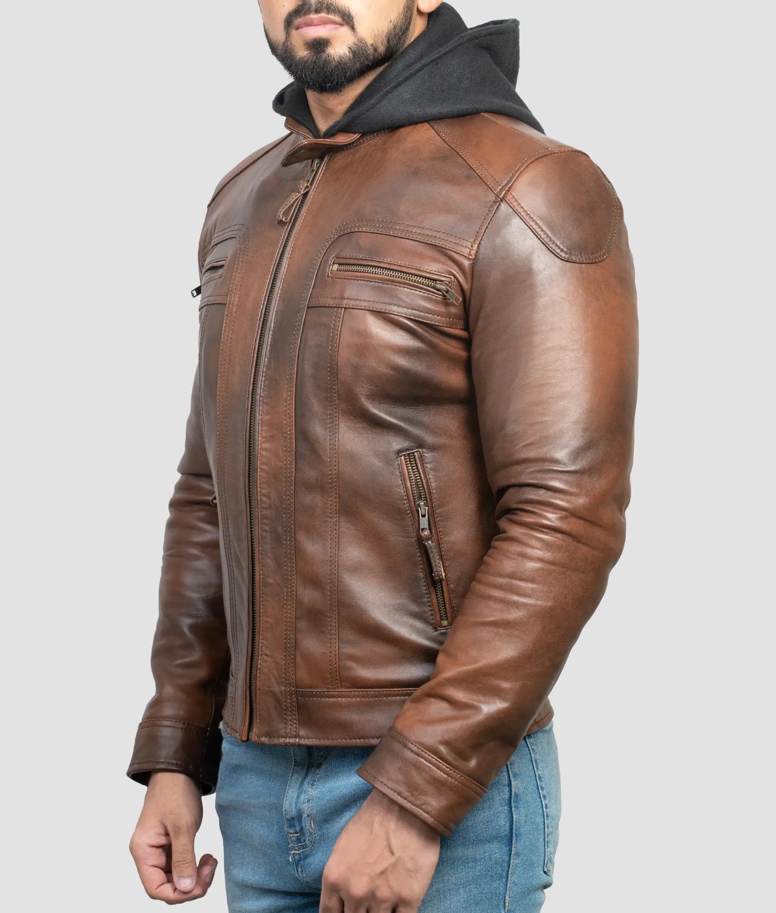 Nathan Mens Brown Leather Jacket | Mens Brown Leather Jacket-3