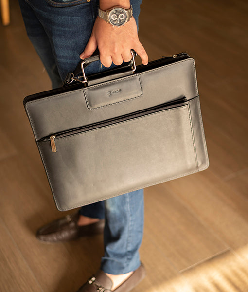 Office Laptop Leather Bag | Men's Office Laptop Black Leather Bag-4
