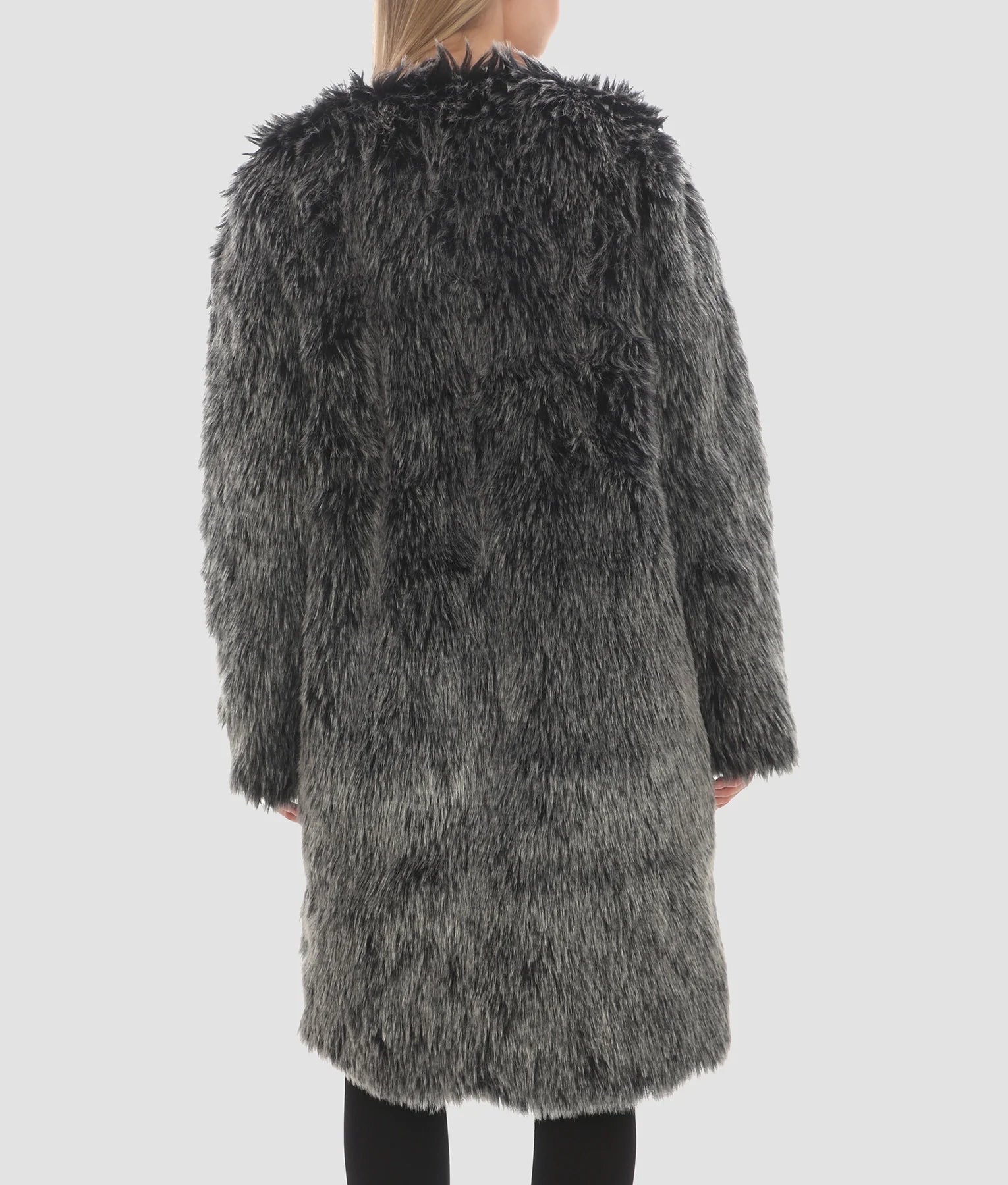 Olivia Womens Black & Grey Fur Coat | Womens Black & Grey Fur Coat-4
