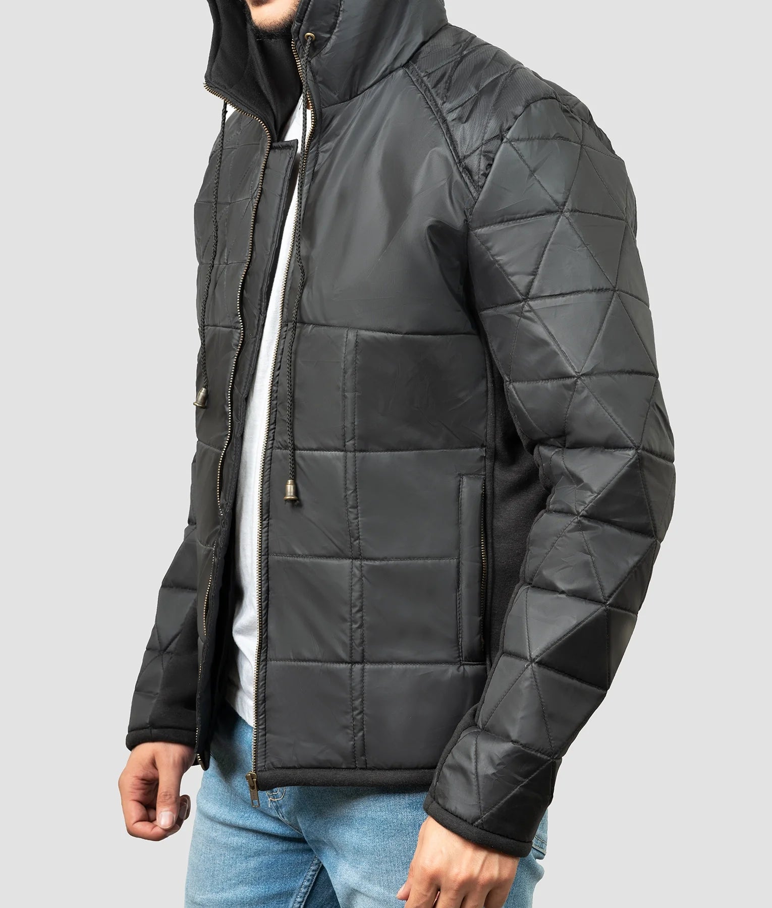 Roman Mens Black Quilted Jacket | Mens Black Quilted Jacket-3