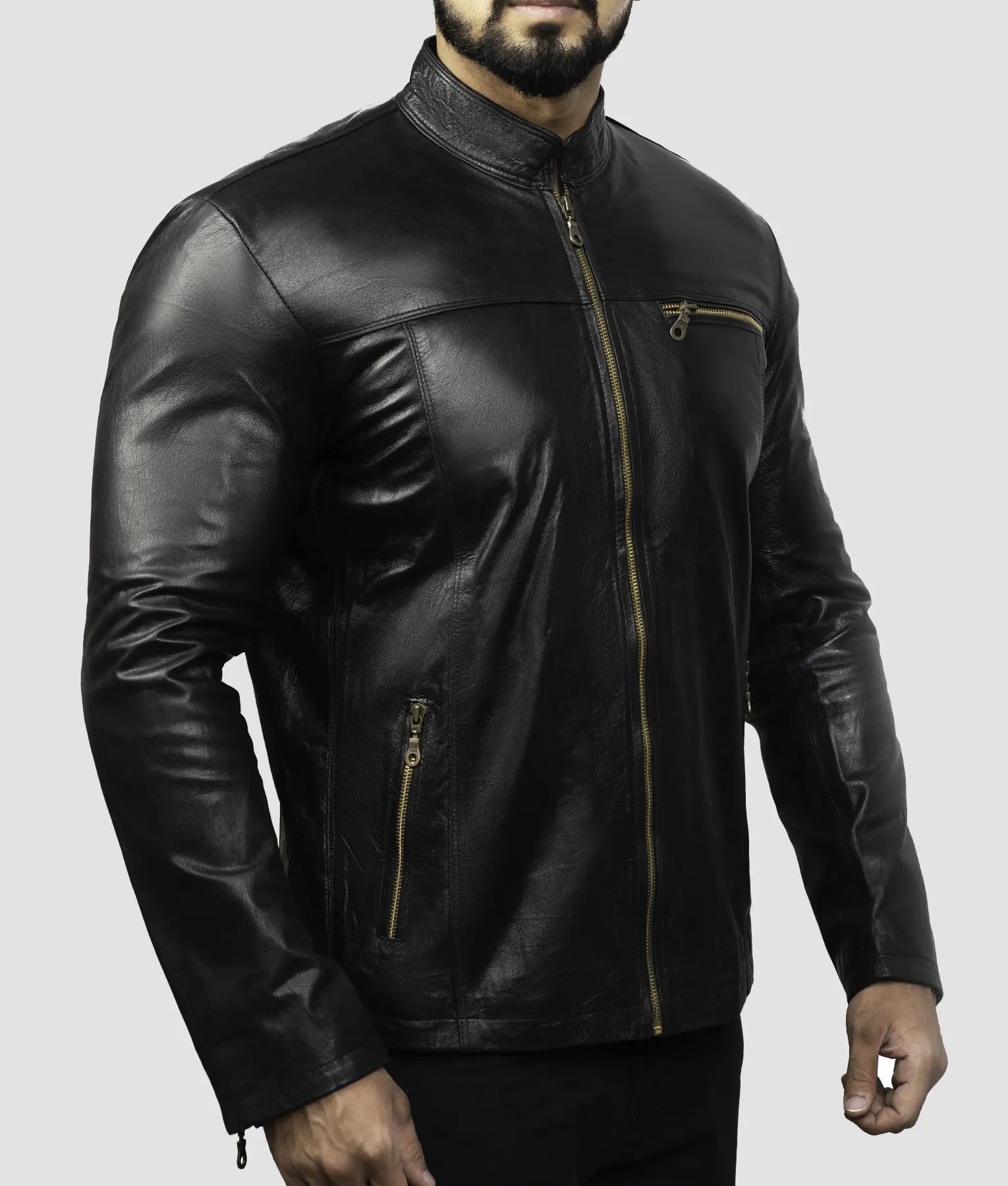 Ryan Mens Black Leather Biker Jacket | Mens Black Leather Biker Jacket-2