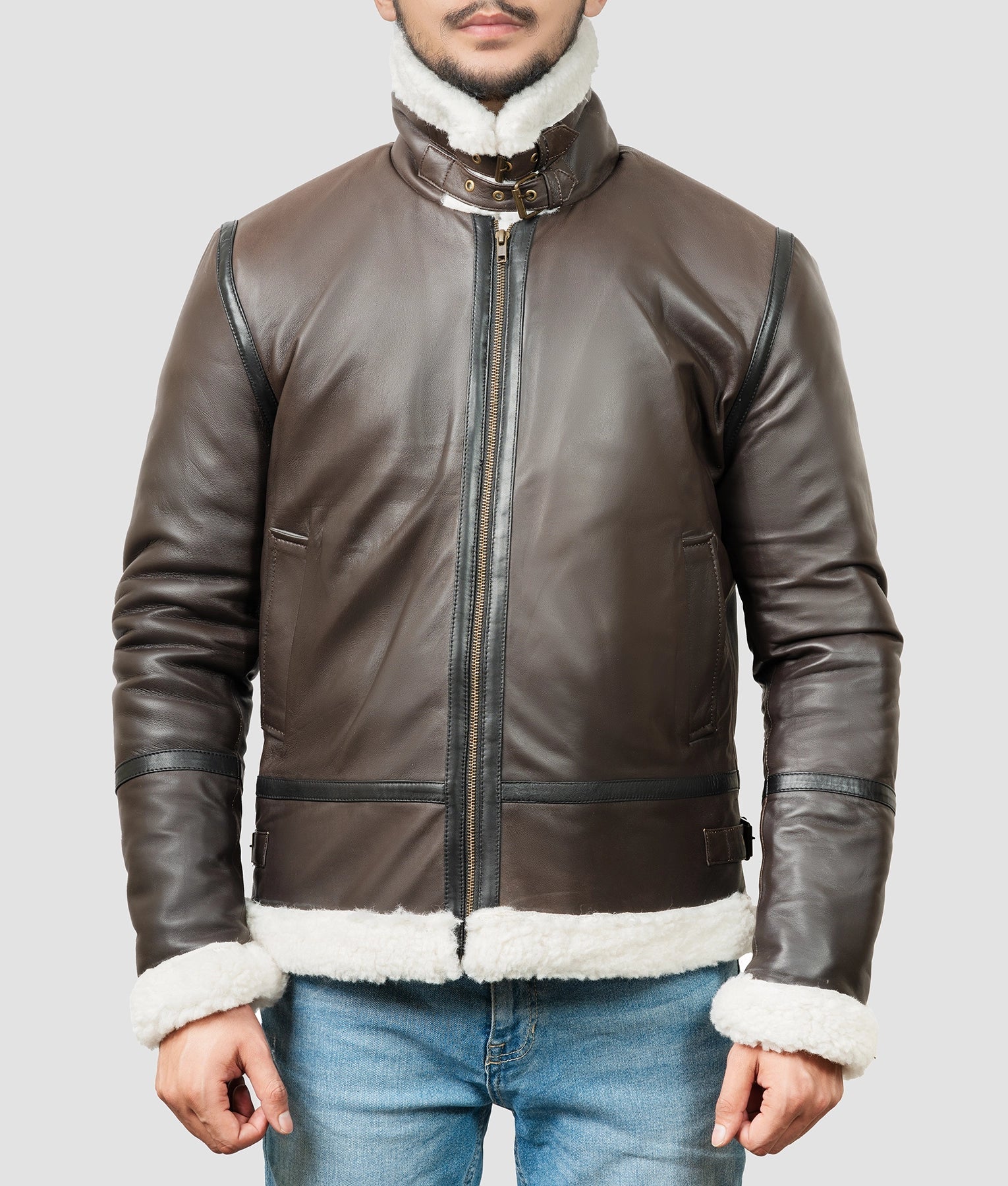 Ryan Mens Brown B3 Bomber Jacket | Mens Brown B3 Bomber Jacket-2