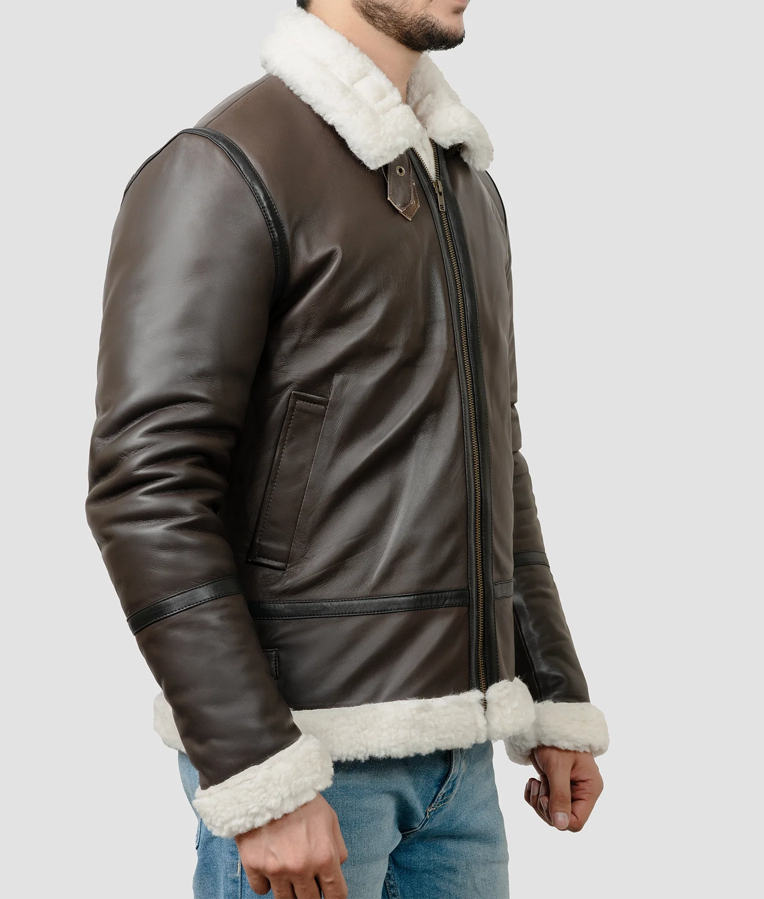 Ryan Mens Brown B3 Bomber Jacket | Mens Brown B3 Bomber Jacket-3