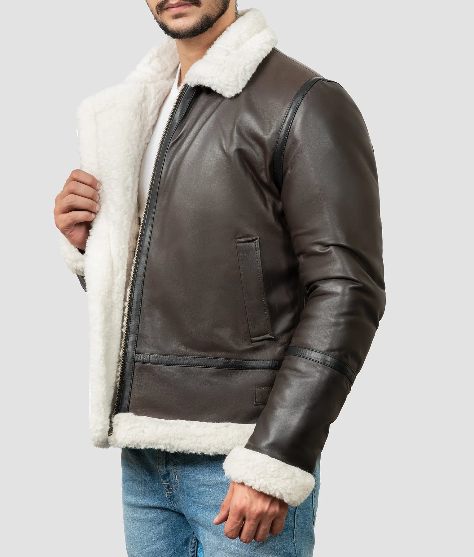Ryan Mens Brown B3 Bomber Jacket | Mens Brown B3 Bomber Jacket-4