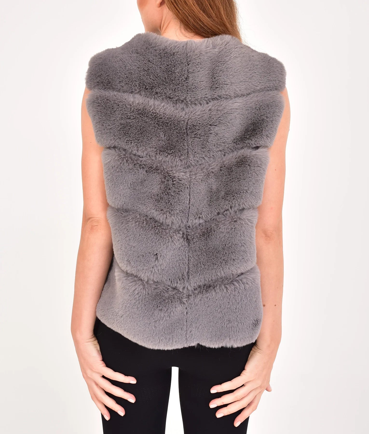 Rylee Womens Grey Fur Vest | Womens Grey Fur Vest-4