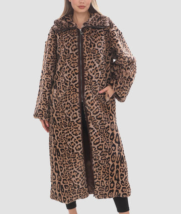 Sabrina Womens Leopard Print Fur Coat | Womens Leopard Print Fur Coat-1